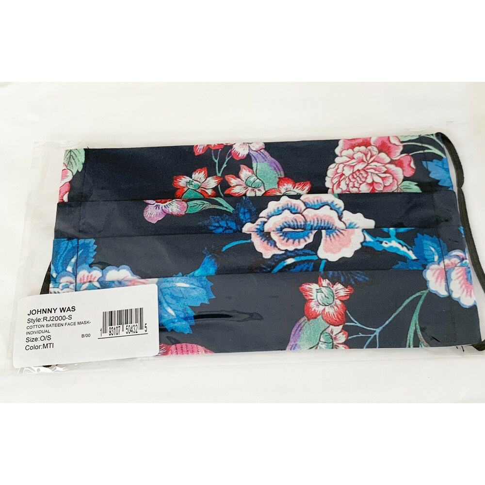 JOHNNY WAS Face Mask Designer Floral Cotton Face Mask